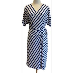 Lauren Ralph Lauren NWOT  Black Label Navy & White Dolman Short Sleeves Dress 8